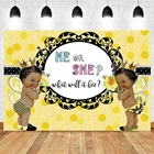 Желтый Виниловый фон для фотосъемки с изображением меда пчелы для новорожденных мальчиков или девочек