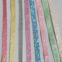 1 yard glitter sequins strips soft ribbon for shoes bag clothing material diy crafts hair accessories sewing ribbons lace riband