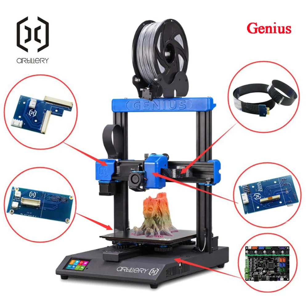 artillery 3d printer sidewinder x1 and genius latest 8bit motherboard pcb board cable kit free global shipping
