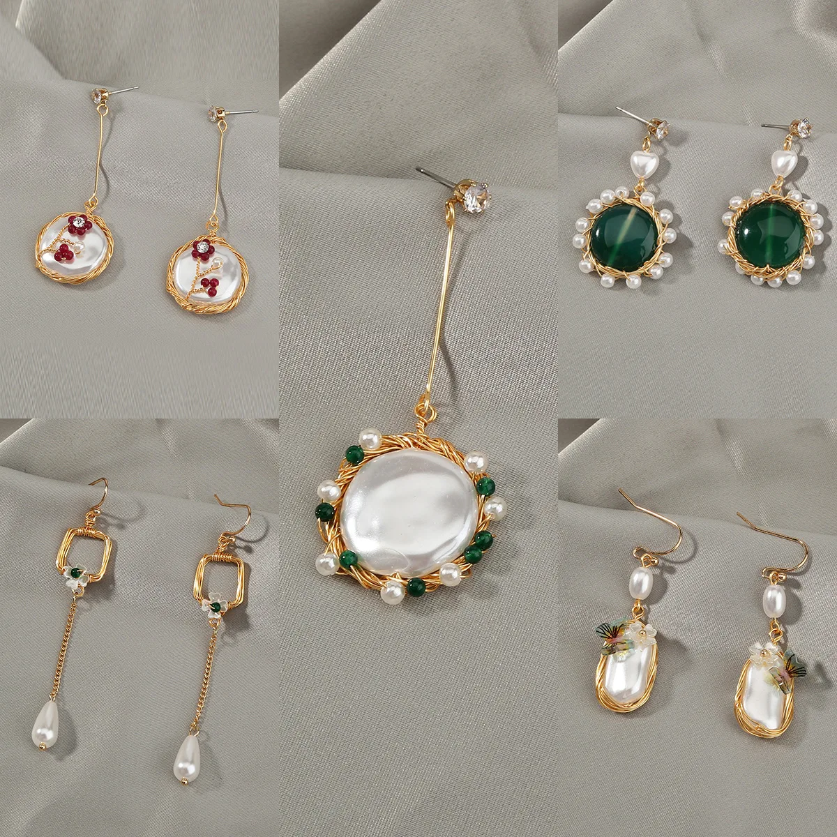 

European and American hand-wound imitation pearl earrings fashion and popular long tassel butterfly flower earrings female ins