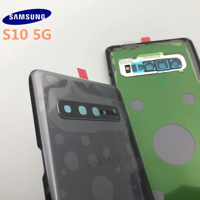 SAMSUNG Galaxy S10+ plus G977 G977F 5G версия Задняя стеклянная крышка батарейного отсека задняя дверь Корпус чехол Задняя стеклянная крышка