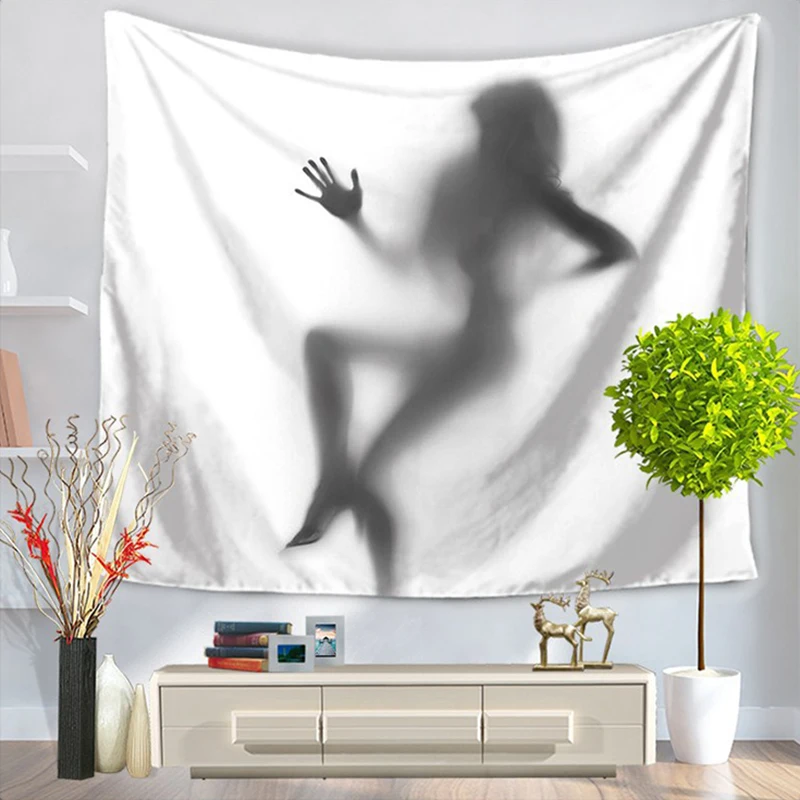 Черно-белый гобелен с принтом мандалы настенное украшение для ванной в стиле