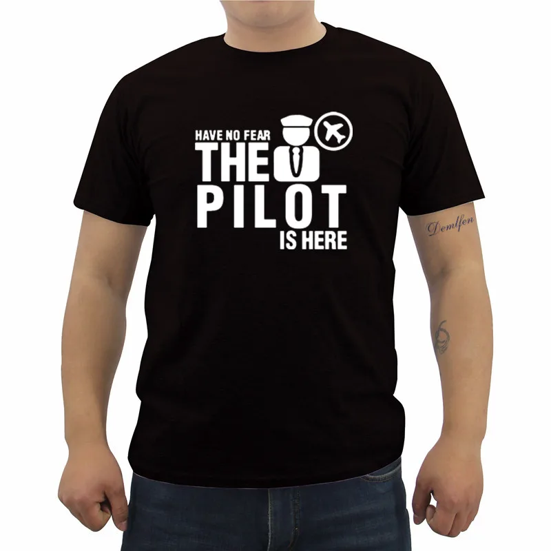 Новинка футболка с принтом &quotHave No Fear The Pilot Is Here&quot мужская повседневная коротким