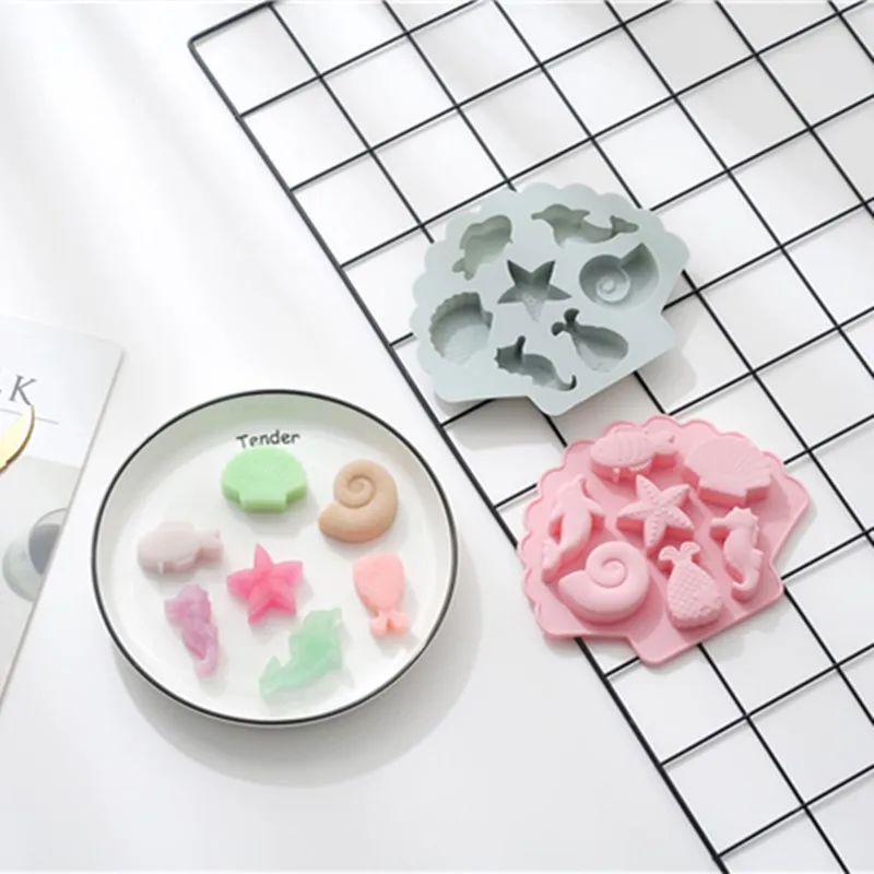 JO LIFE Cartoon Sea Scallop Cake Decoration Tool Silicone Fondant Chocolate Jelly Mold | Дом и сад