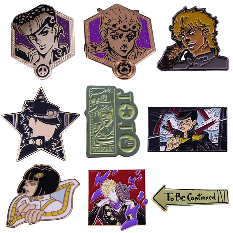 Hirohiko Araki Manga Jojos Bizarre Adventure Badge Cool Anime Pin Joruno Josuke Jotaro Dio Bucciarati To Be Continued...