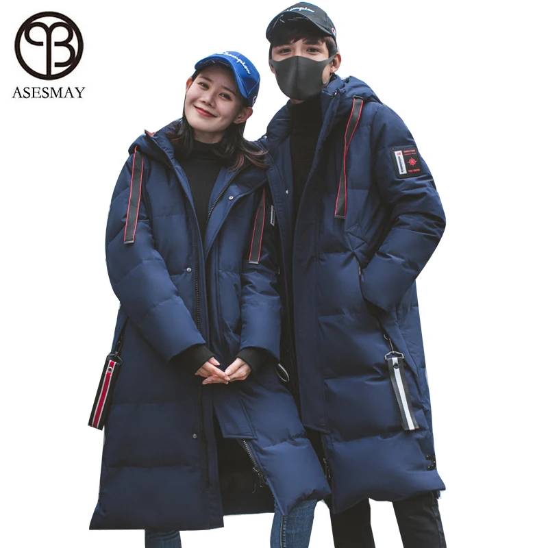 Мужской/женский пуховик зимнее пальто толстые теплые модные длинные с перьями