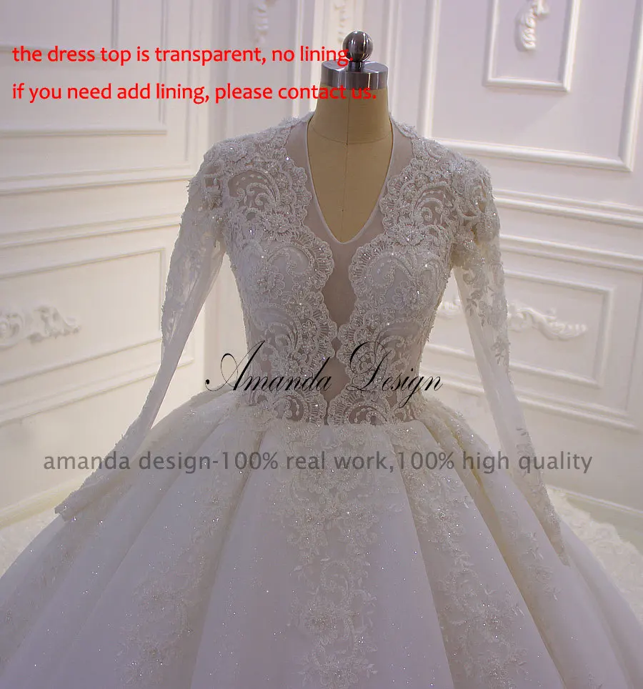 Аманда дизайн robe de mariee princesse роскошная кружевная Апликация с длинными рукавами