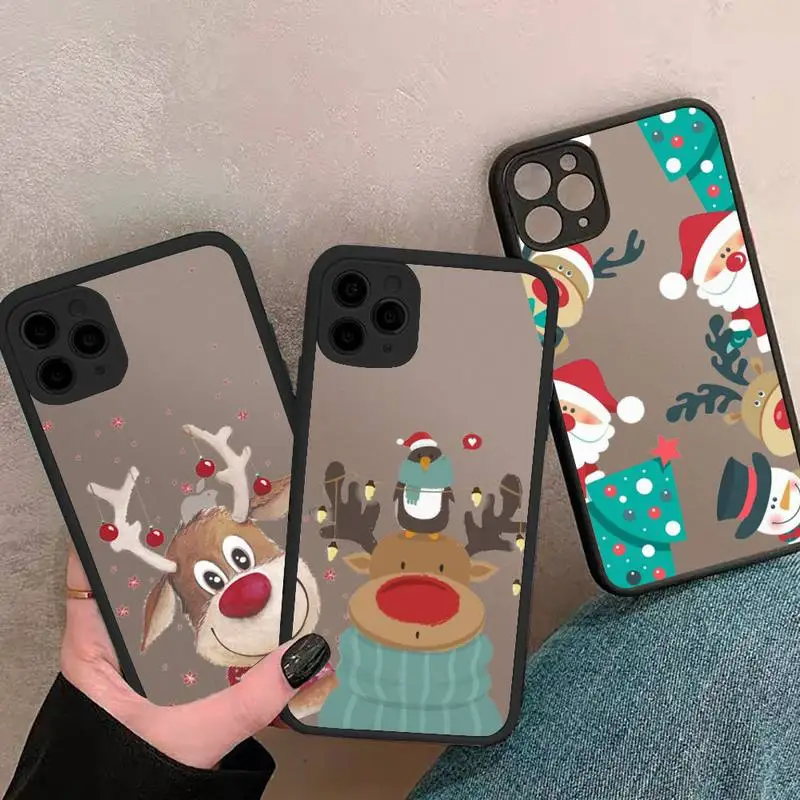 

Merry Christmas Phone Case matte transparent black For iPhone 7 8 x xs xr 11 12 pro plus mini max Clear Funda