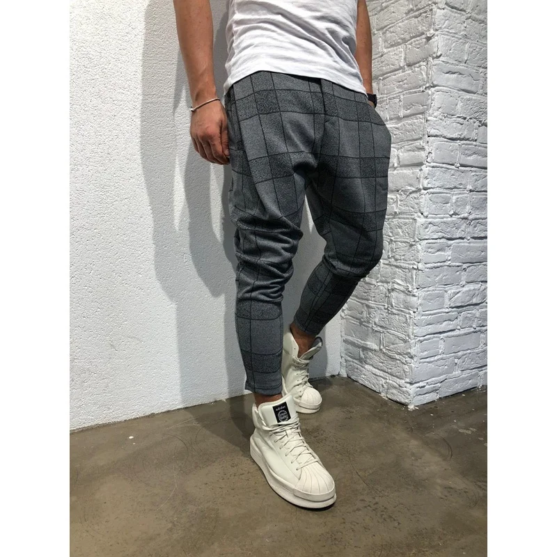 

ZOGAA Casual Plaid Ankle-Length Pants Men Trousers Hip Hop Jogger Pants Men Sweatpants Japanese Street Wear Men Pants 2019 New