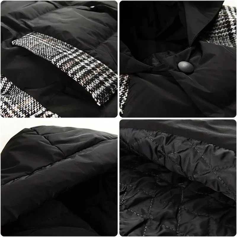 Women Hooded Patchwork Cotton Coats Outerwear 2021 Female Winter Jackets Increase Thickening Long Coat Casual Loose Overcoat New