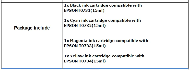 Принтер чернил картридж 4 цвета T0731N для EPSON TX210 TX200 TX209 TX213 TX220 TX100 mbk mfp fatex Россия Беларусь Pantum