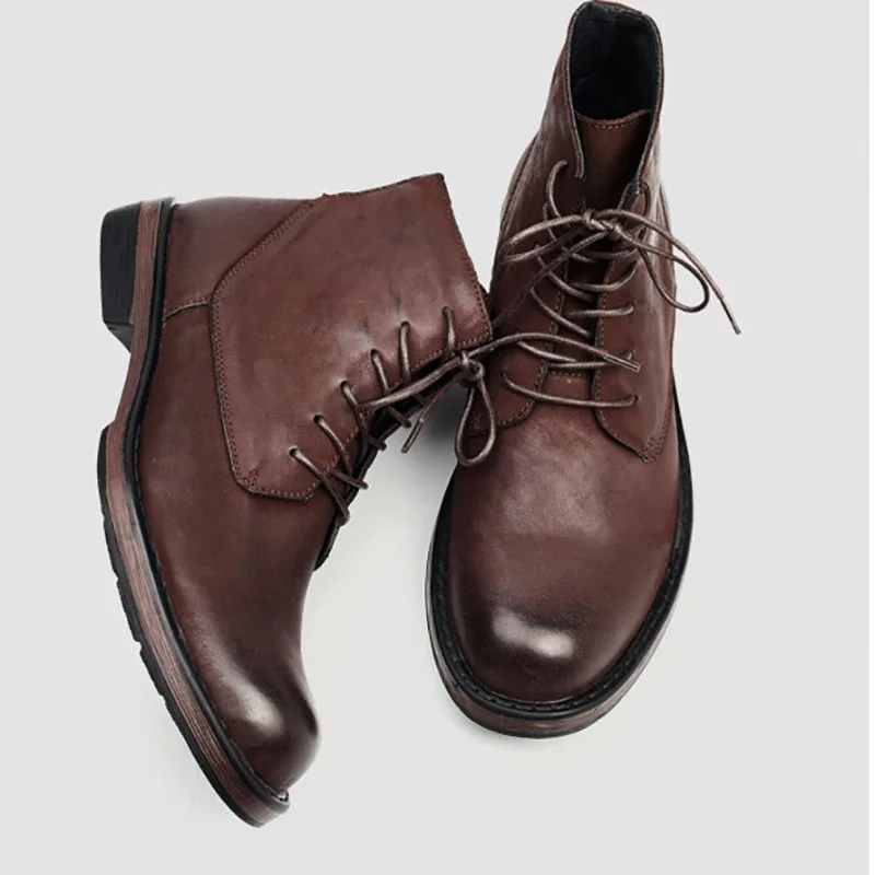 Мужские кожаные ботинки черные в британском стиле ретро матовые для верховой