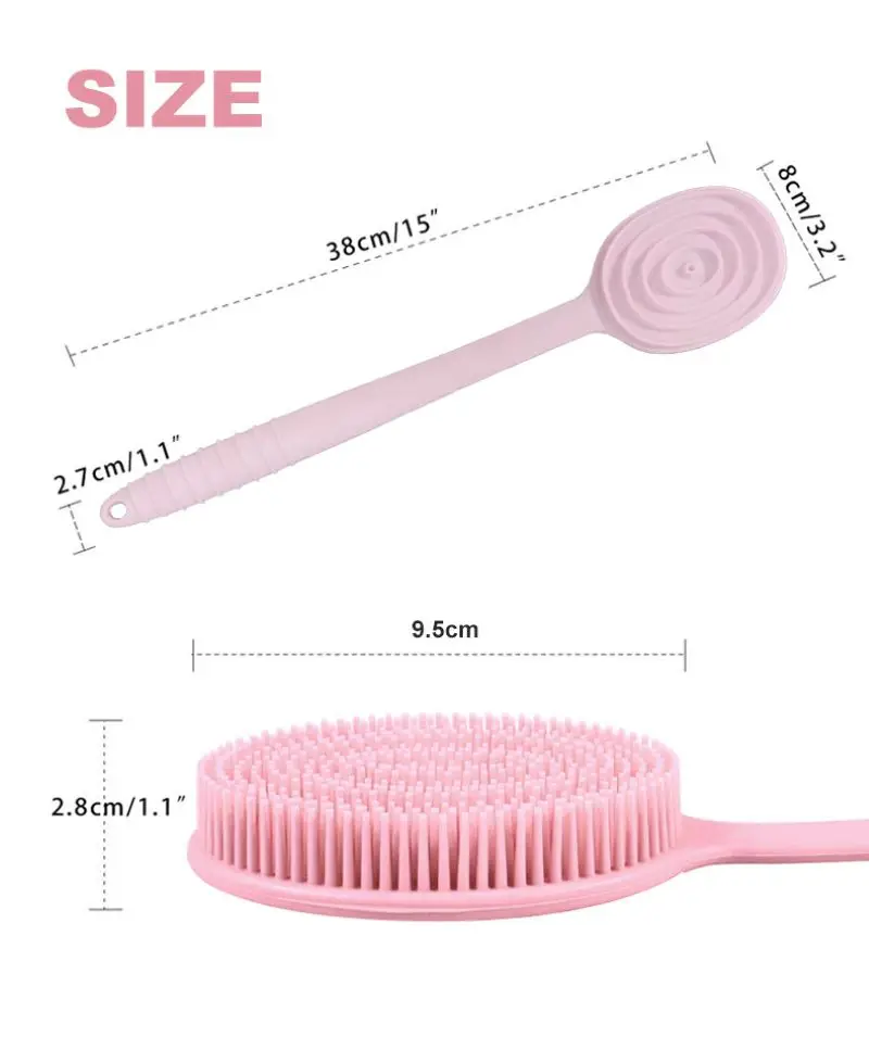 

Shower Body Brush Silicone Long Handle Bathroom Scrubbing Back Body Exfoliating Brush Children's Bath Brush Massage Brush