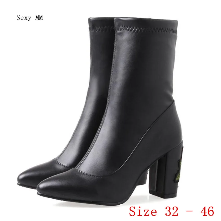 

Сезон весна-осень; Обувь на толстом высоком каблуке для женщин ботильоны; женская обувь полусапожки небольшого размера плюс Размеры: 32, 33,-40, ...