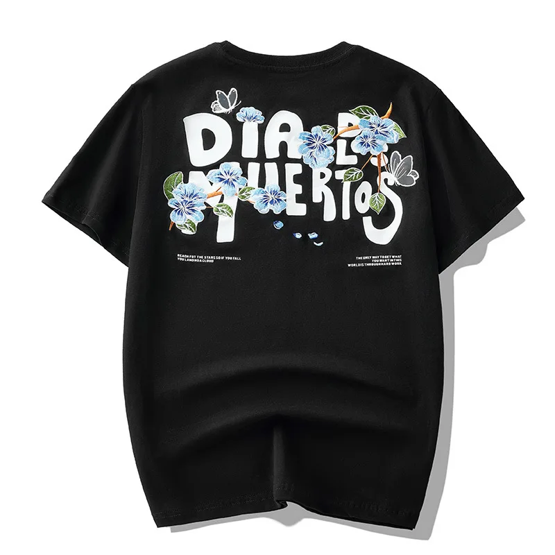 

Wimilous Men's T-shirt 2021New Short-Sleeve Couples High-Street Trendy Half-Sleeve Print Embroidered Tops