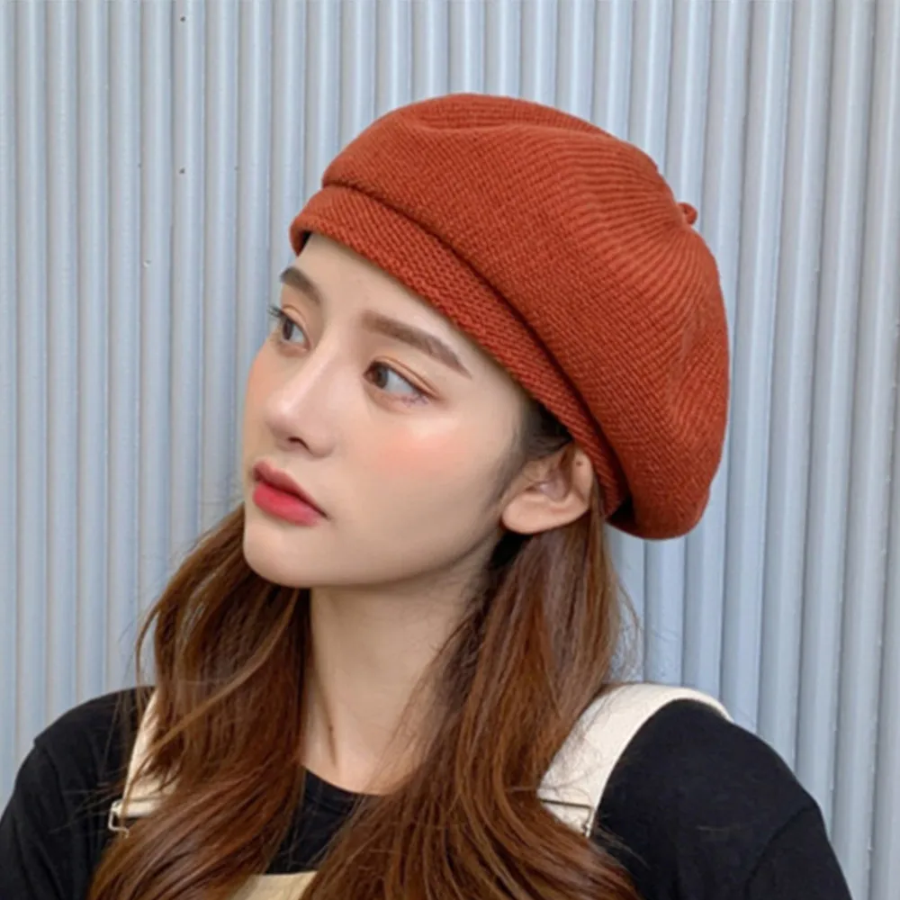 

Hats Adjustable Cotton Winter Berets Knitted Solid Women Beret Brand Women's Tape Autumn AELNNG Color Design Autumn Winter Beret