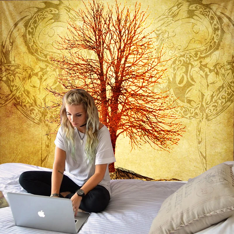 

Qinling God tree tapestry 3d digital printing wall hanging home decoration
