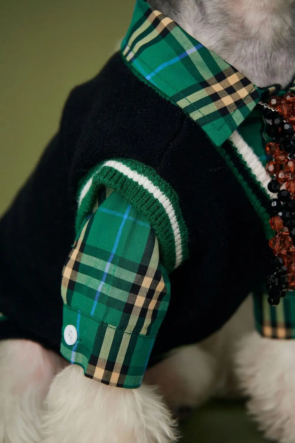 Одежда для домашних животных Осенняя тонкая зеленая рубашка Трикотажный жилет