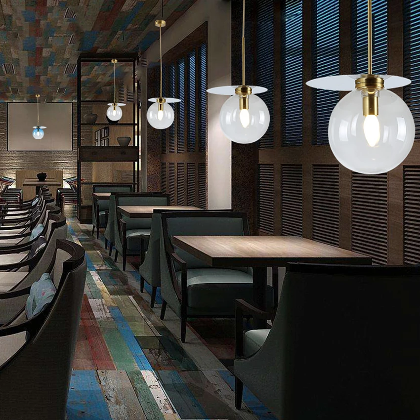 

Modern Colorful Transparent Glass LED Pendant Lights Creative Cafe Bar Home Decor Pendant Lamp Dinning Room Kitchen Hanging Lamp