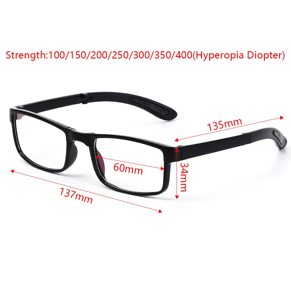 

Portable Folding Reading Glasses Men Women Urltra-Light Anti-Blue Light Antifatigue Presbyopic Eyeglasses Diopter +100~+400