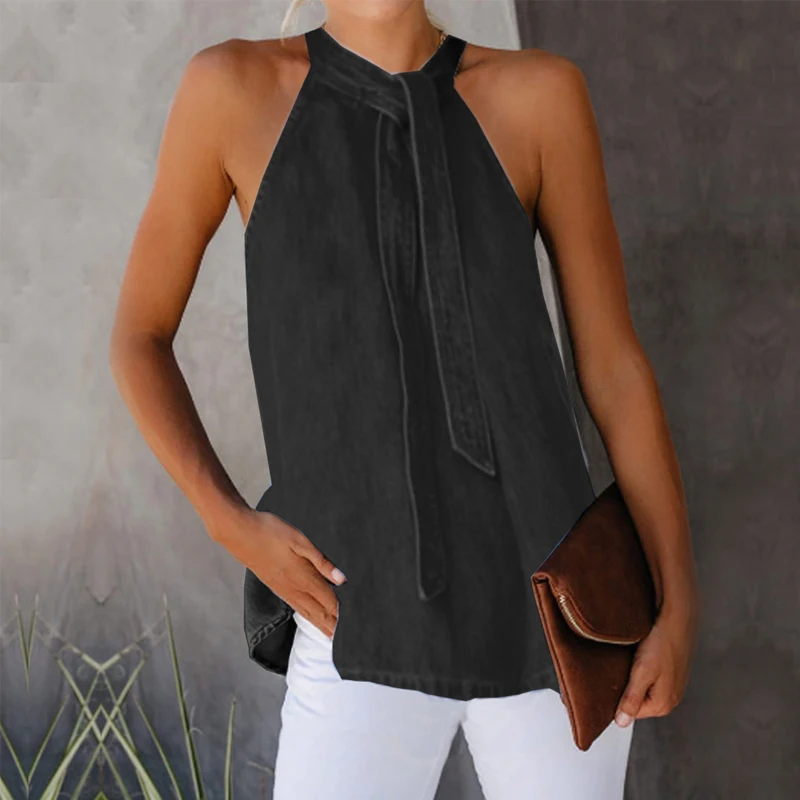 Повседневный женский топ с лямкой на шее без рукавов открытыми плечами