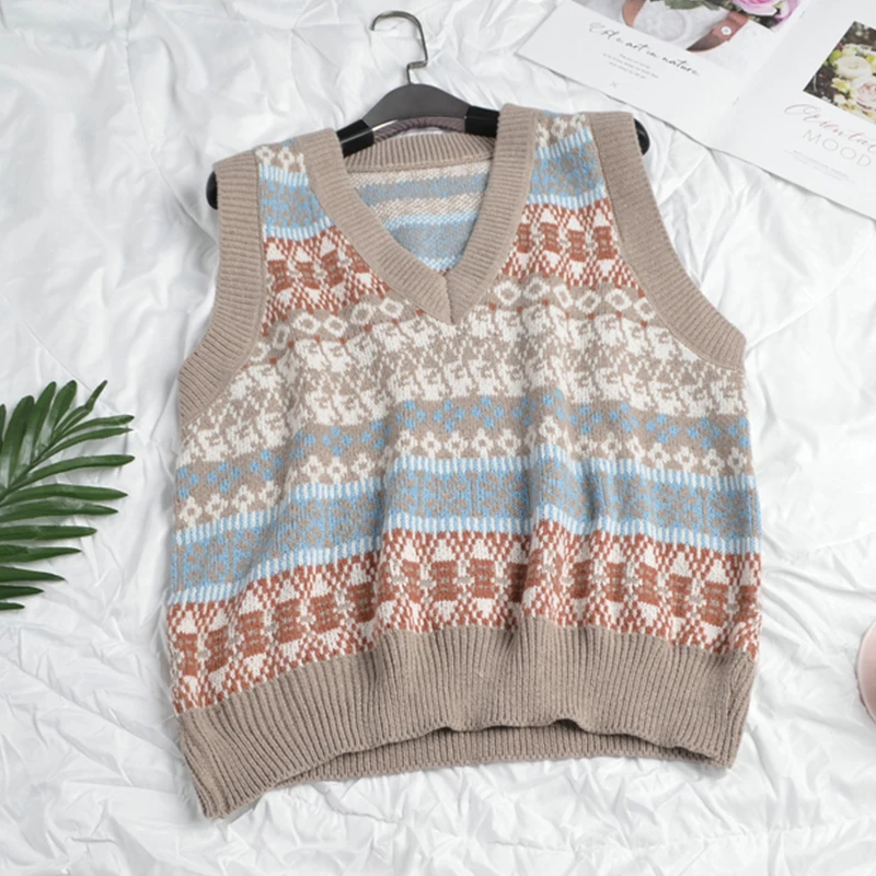 Женский шерстяной свитер повседневный Трикотажный жилет без рукавов с v образным