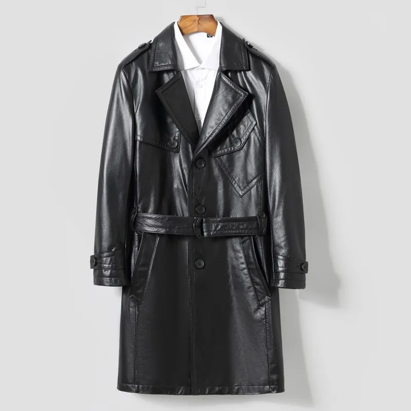 Новинка 2020 модные мужские куртки из коровьей кожи ветровка черный пояс ремень