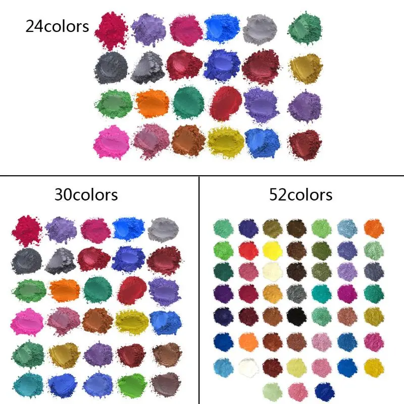 

52 Color Mica Powder Pearlescent Pigment Resin Colorant Pack Skin Safe For DIY Soap Epoxy Resin Candle Nail Makeup Craft