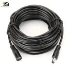 Черный удлинитель кабеля питания постоянного тока 12 В, адаптер для камеры, Штекер 5,5 мм x 2,1 мм, 0,5 м, 1 м, 2 м, 3 м, 5 м, 10 м, 15 м, 20 м