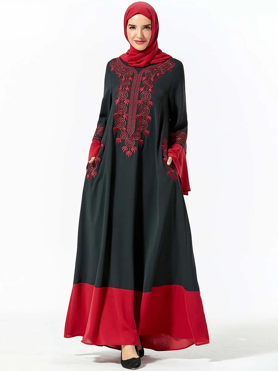 Платье с длинным рукавом Повседневное платье для путешествий вышивкой круглым