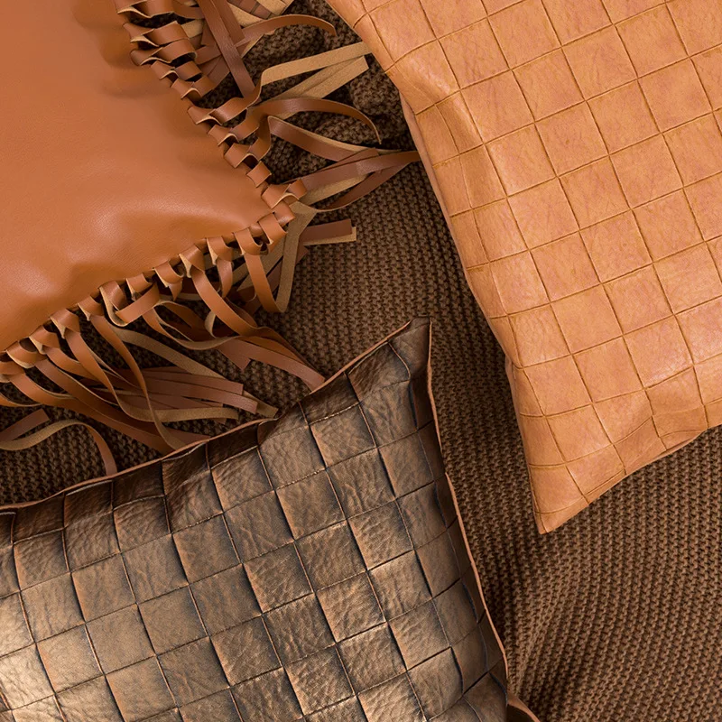 Чистый цвет из искусственной кожи наволочка гостиная диван подушка для поясницы