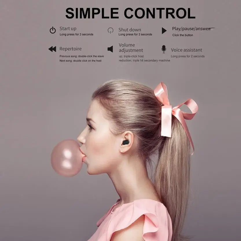 

L12 Wireless Bluetooth 5.0 Earphone Mini In Ear Sports Earbuds Headset With Mic Handsfree HiFi Stereo Headphones for Smartphone
