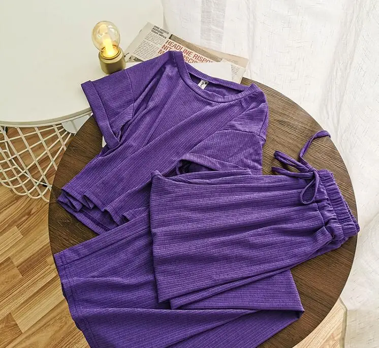 Комплект женский Повседневный из 2 предметов пуловер с круглым вырезом и длинные