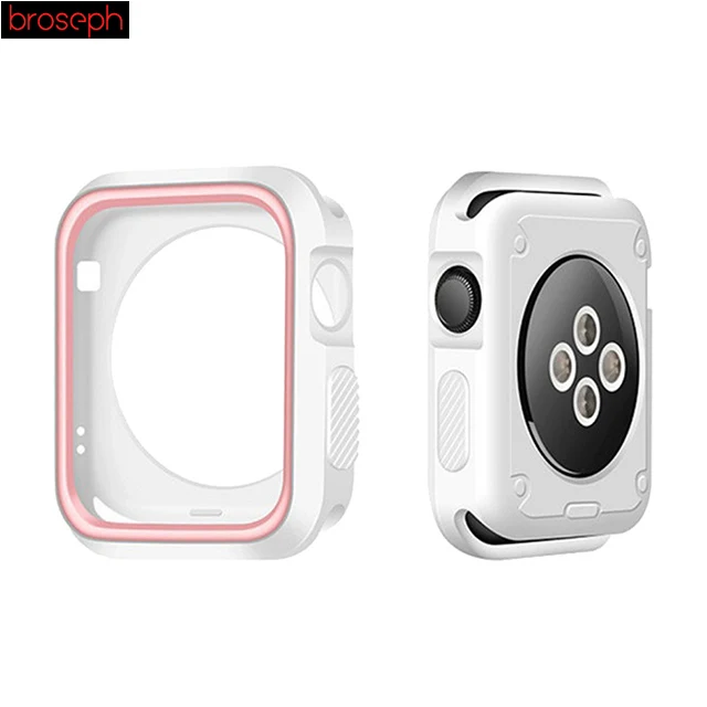 White Pink Watch Protector Bumper for Apple watch 4 Case 40mm 44mm Silicone Watch Cases Cover for Iwatch Series 3 2 1 Strap 38mm 42mm - Цвет: White Pink