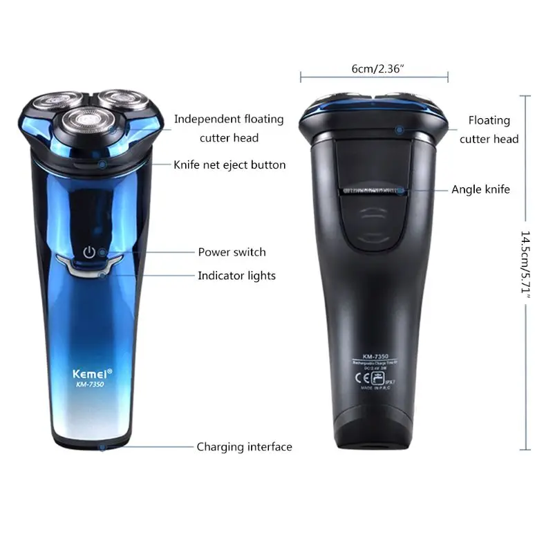 

KM-7350 220V Electric Shaver 3D Floating Blade Shaving Razor Men Beard Trimmer