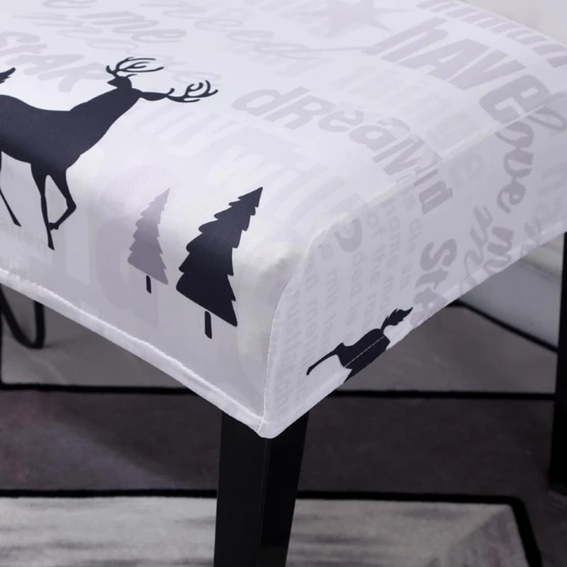 1PC Christmas Chair Cover Elastic Folding Deer Back Covers Cartoon Pattern Holiday Party Decoration | Дом и сад