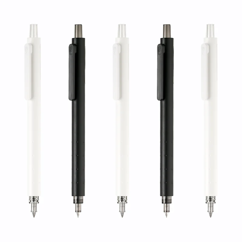 

KACO ROCKET Gel Pen Simple Black White Pole 0.5mm Press MI Gel Pen KACOGREEN Black ink Ballpoint Pen For School&Office