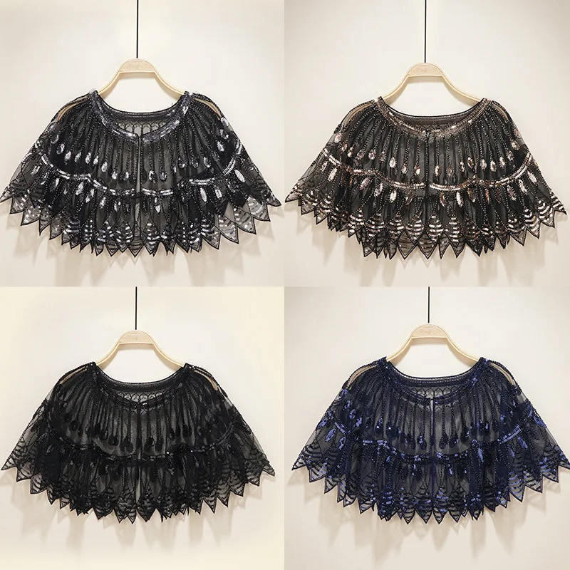 Женские шарфы 1920s Цветочная вышивка женская накидка для вечевечерние в стиле