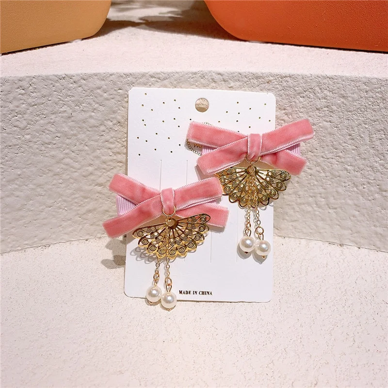 

2021 New Korea Style Cute Girl Hairpin Floral Bowknot Heart Imitation Pearls Hair Clip for Children's Fashion Hair Accessories