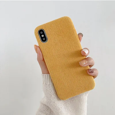 From Jenny однотонный вельветовый для iPhone x xr xs max 6 6s 7 8 плюс простая под мобильный телефон флисовый Мягкий защитный чехол - Цвет: Цвет: желтый