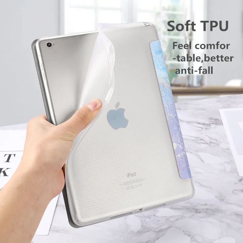 За счет складки, мягкая чехол для ipad Air 2 ipad 5 6 9,7 чехол с мраморным рисунком для ipad 234 ipad Mini 1 2 3 4 5 Redmi Pro 9,7 Pro 10,5