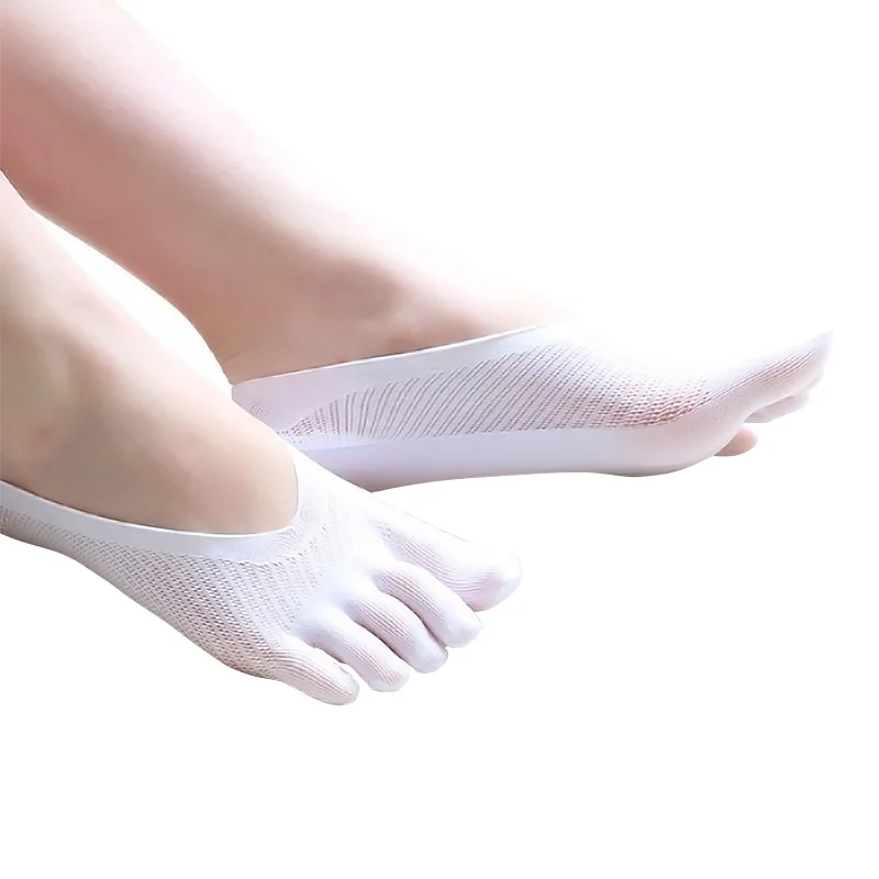 Летние носки с пятью пальцами сетчатые до щиколотки новинка белые черные