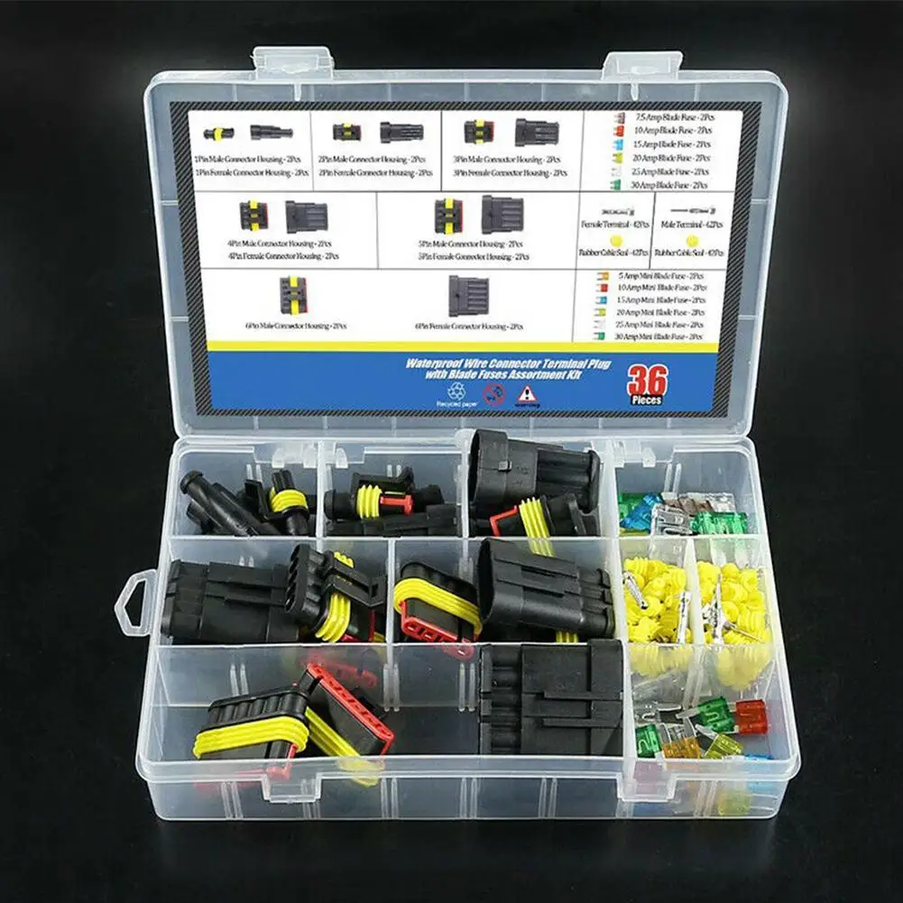 

216Pcs/box Car Wire Connector Set Waterproof Sealed Car Fuse Wire With Plug Car Connector Accessories Kit Q8H8
