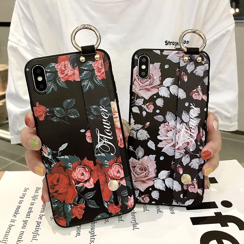 wrist strap hand band case for iphone 11 pro x xs max case soft silicone back cover for iphone 7 8 6s plus xr 8plus fundas coque free global shipping