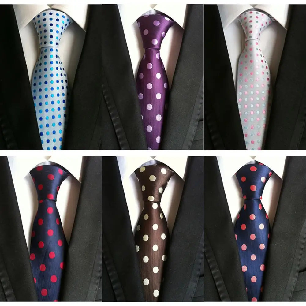 Галстук мужской классический в горошек 8 см из 100% шелка|Мужские галстуки и