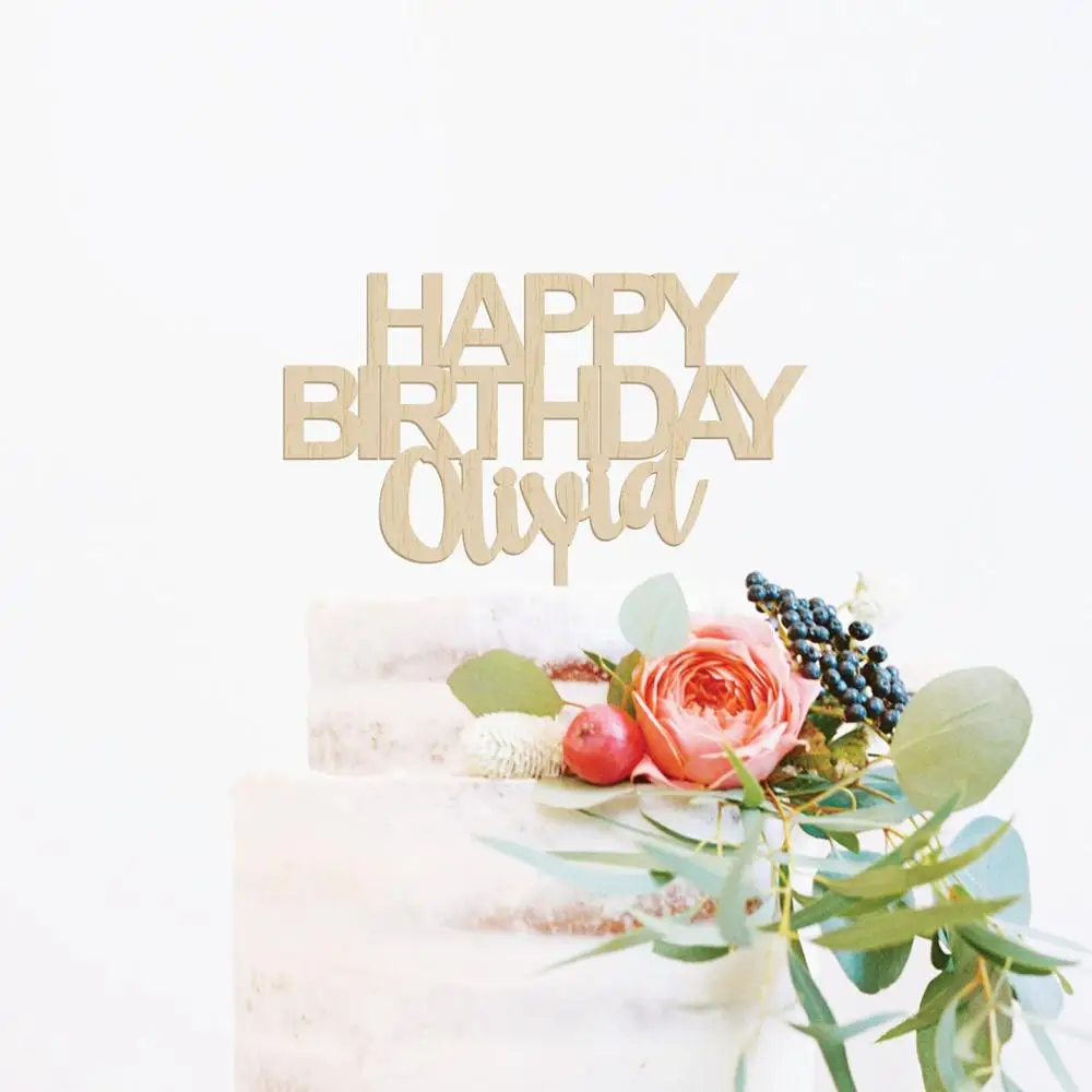 Пользовательское счастливое украшение для именинного торта знак дня рождения