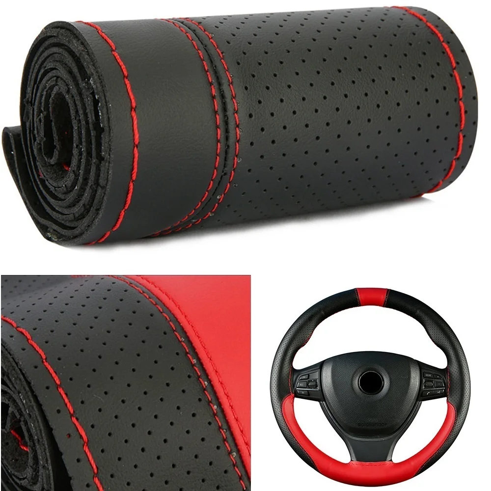 38CM Four Seasons Universal Microfiber Leather Anti-Slip Sport Style Braid Steering Wheel Cover Car Accessories
