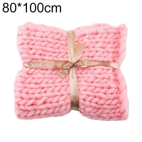 Light Pink 60*60/80*100 одеяло ручной вязки толстое объемное трикотажное одеяло из пряжи мягкое теплое покрывало для сна одеяло s товары для дома - Цвет: Light Pink