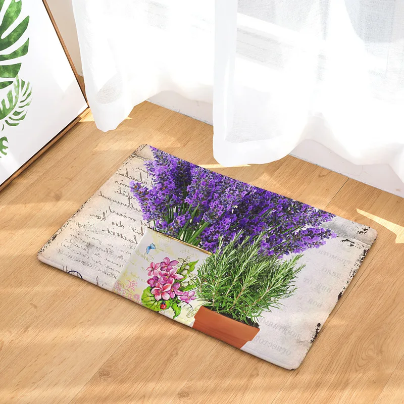 

Lavender Living Room Rug Kitchen Mat Home Entrance Doormat Bedroom Bedside Decor Carpet Hallway Balcony Bath Anti-Slip Floor Mat