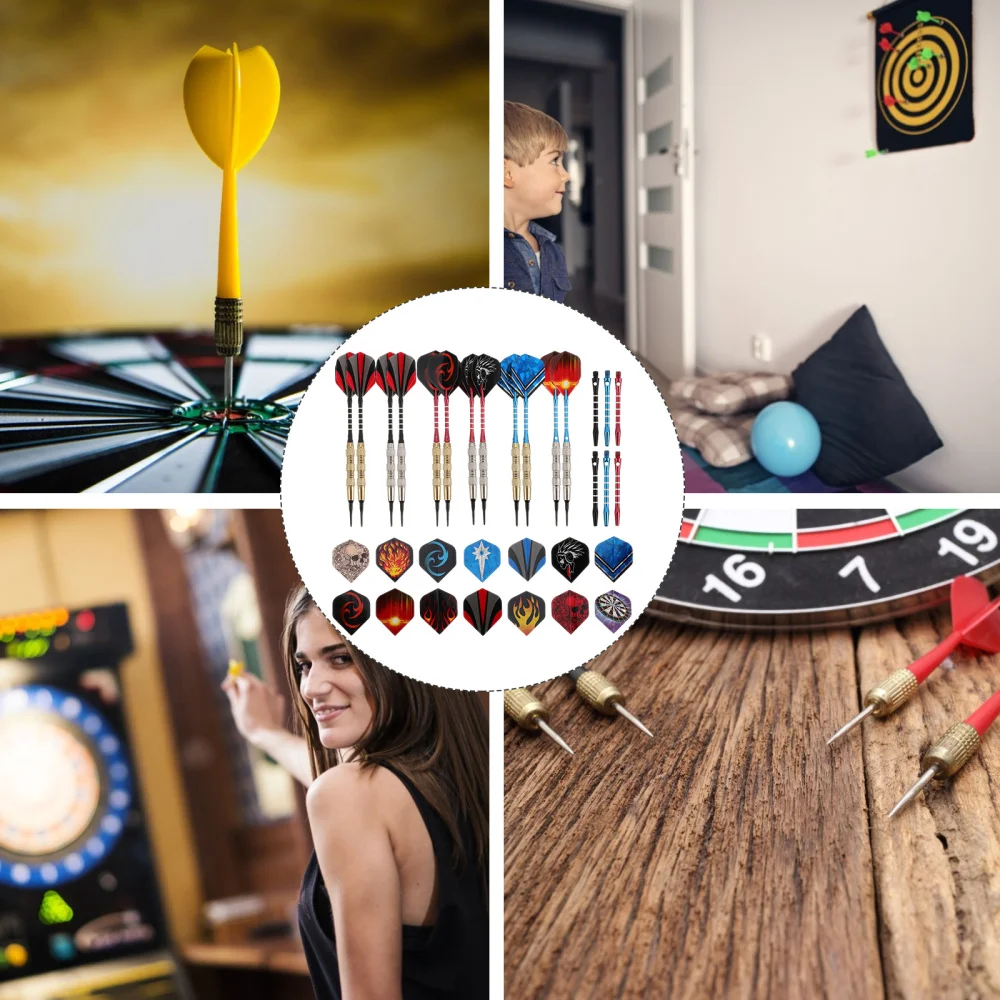 

12pcs Tip Darts Set 100pcs Dart Tips 30pcs Dart Flights 6pcs Aluminum Shaft